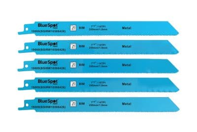 Blue Spot 19009 Metal Cutting Reciprocating Saw Blades 200mm 5 Piece