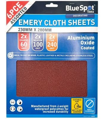Blue Spot 19849 Assorted Emery Cloth 6 Piece