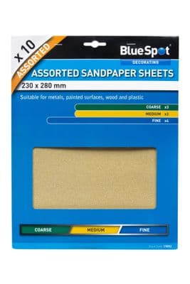 Blue Spot 19852 10 Piece Assorted Sandpaper Sheets