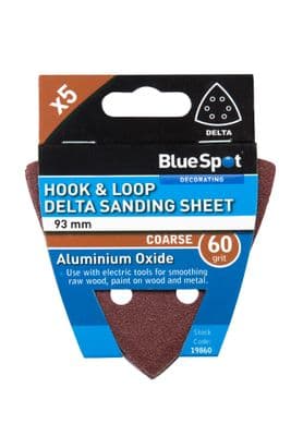 Blue Spot 19860 Delta Sanding Sheets 93mm 60 Grit 5 Piece