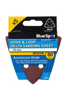 Blue Spot 19861 Delta Sanding Sheets 93mm 80 Grit 5 Piece