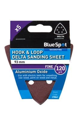 Blue Spot 19862 Delta Sanding Sheets 93mm 120 Grit 5 Piece