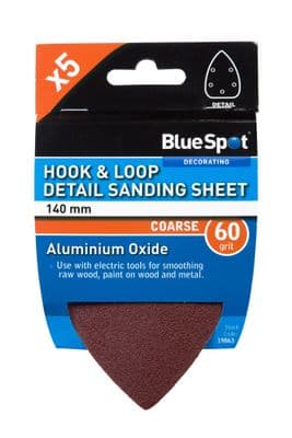 Blue Spot 19863 Detail Sanding Sheets 140mm 60 Grit 5 Piece