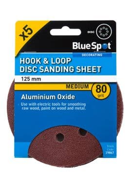 Blue Spot 19867 Sanding Disc 125mm 80 Grit 5 Piece