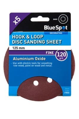 Blue Spot 19868 Sanding Disc 125mm 120 Grit 5 Piece