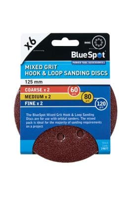 Blue Spot 19877 125mm Mixed Grit Sanding Disc 6 Pack