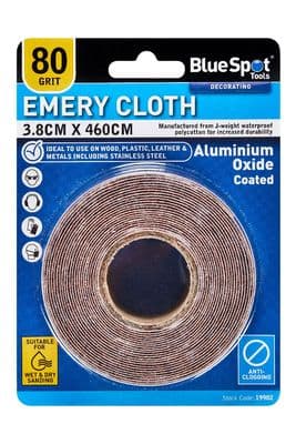 Blue Spot 19902 3.8cm x 460cm Emery Cloth 80 Grit