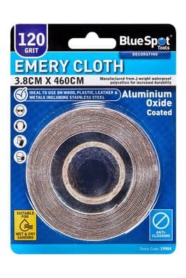 Blue Spot 19904 3.8cm x 460cm Emery Cloth 120 Grit