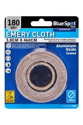 Blue Spot 19906 3.8cm x 460cm Emery Cloth 180 Grit