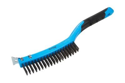 Blue Spot 22513 Soft Grip Long Handle Wire Brush With Scraper
