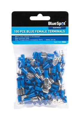 Blue Spot 40606 100 Piece Blue Female Terminals