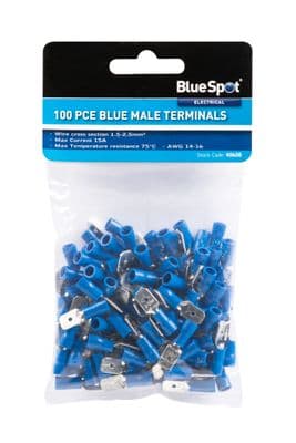 Blue Spot 40608 100 Piece Blue Male Terminals