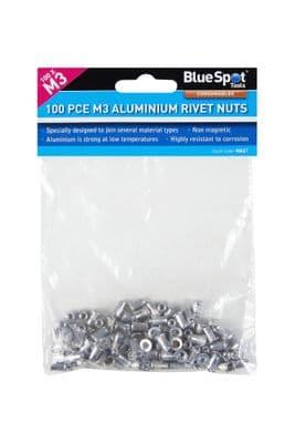 Blue Spot 40617 100 Piece M3 Aluminium Rivet Nuts