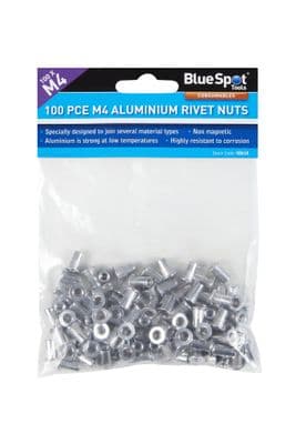 Blue Spot 40618 M4 Aluminium Rivet Nuts 100 Piece Set