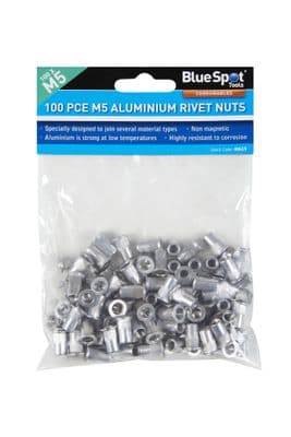 Blue Spot 40619 M5 Aluminium Rivet Nuts 100 Piece Set
