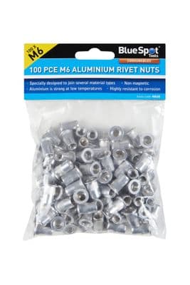 Blue Spot 40620 M6 Aluminium Rivet Nuts 100 Piece Set
