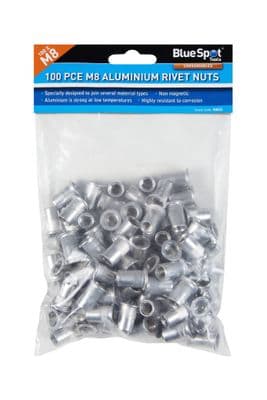 Blue Spot 40621 M8 Aluminium Rivet Nuts 100 Piece Set