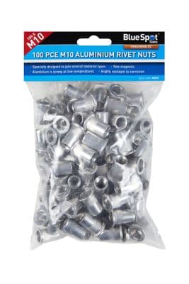 Blue Spot 40622 M10 Aluminium Rivet Nuts 100 Piece Set