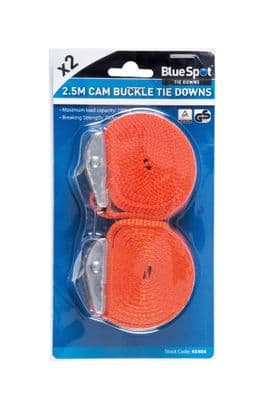 Blue Spot 45404 Cam Buckle Tie Downs (25mm x 2.5Mtr) Pack of 2