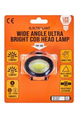 Blue Spot 65315 Electralight Wide Angle Ultra Bright COB Head Lamp (200 Lumens)