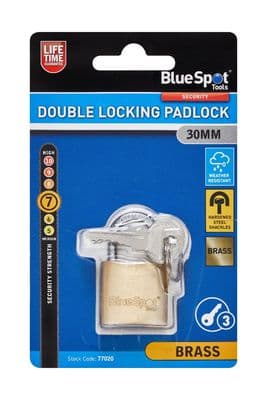 Blue Spot 77020 30mm Double Locking Brass Padlock