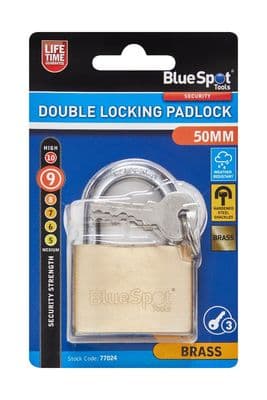 Blue Spot 77024 50mm Double Locking Brass Padlock