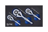Blue Spot Stubby Ratchet Set In EVA Foam Tools 3 Piece With Pocket Spirit level