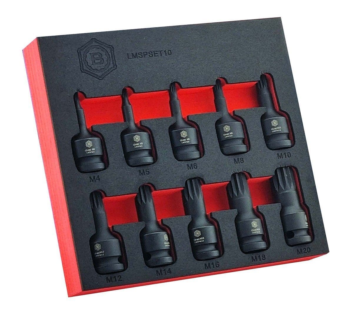 Britool Hallmark LMSPSET10 10 Piece 1/2" Drive Impact Spline Driver Set