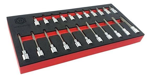 Britool Hallmark M2BTXSET22 22 Piece Standard & Long Torx Bit Socket Set