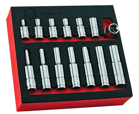 Britool Hallmark SETXSET14 14Pc E-Torx/Star Socket Set Standard & Deep ...