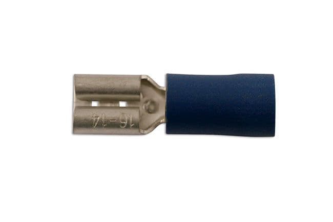 Connect Faston Femmina Isolato 4.8mm - Morsetti Per Cavi 1.5-2.5mm² - Confezione 100 Pezzi Blu