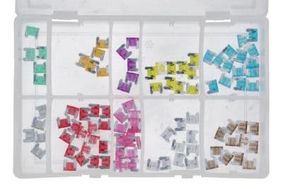 Connect 31858 Assorted Low Profile Mini Blade Fuses Box Qty 100