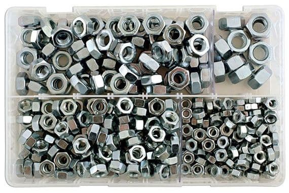 Connect 31860 370 Piece Assorted MM Plain Steel Nuts Box