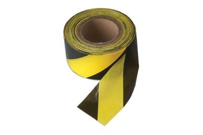Connect 35364 Black & Yellow Barrier Tape 75mm x 500m Non Adhesive Pack 1