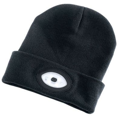 Draper DR99521 Black Beanie Hat With 1w 100 Lumen Rechargeable Torch