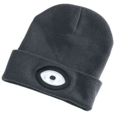 Draper DR99522 Grey Beanie Hat With 1w 100 Lumen Rechargeable Torch