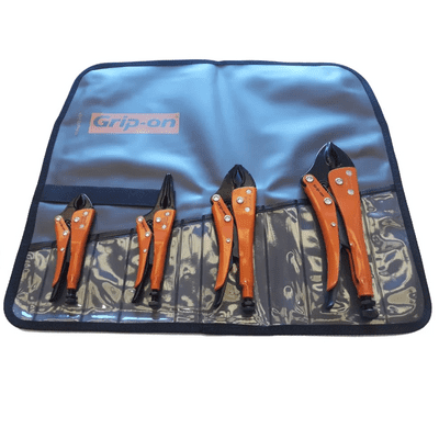 Grip-On GOSET4 4 Piece Locking Pliers Set (Curved Jaw & Long Nose)
