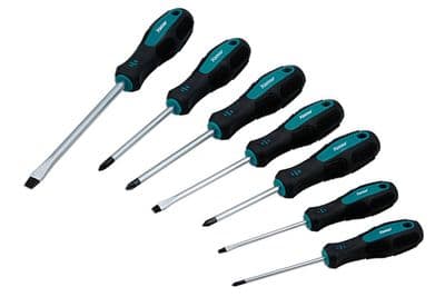 Kamasa 55889 7 Piece Screwdriver Set PH PZ Flat Soft Grip Handles Magnetic Tips