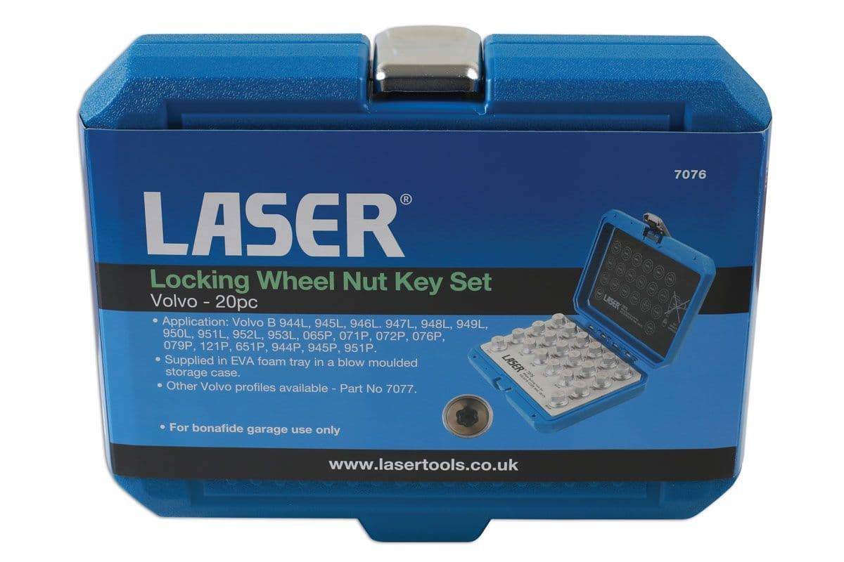 Laser 7076 17 Piece Locking Wheel Nut Key Set Fits Volvo
