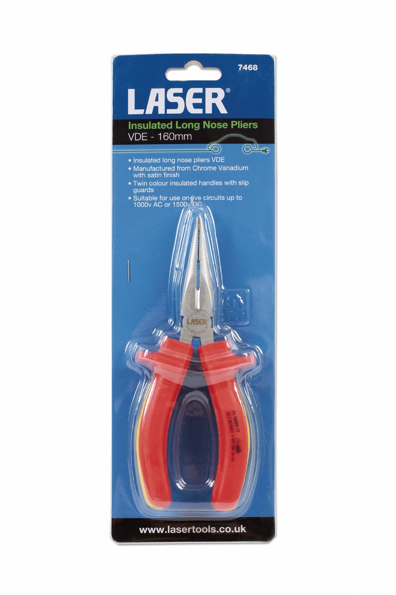 Laser 7468 Insulated Long Nose Pliers 1000v 150mm
