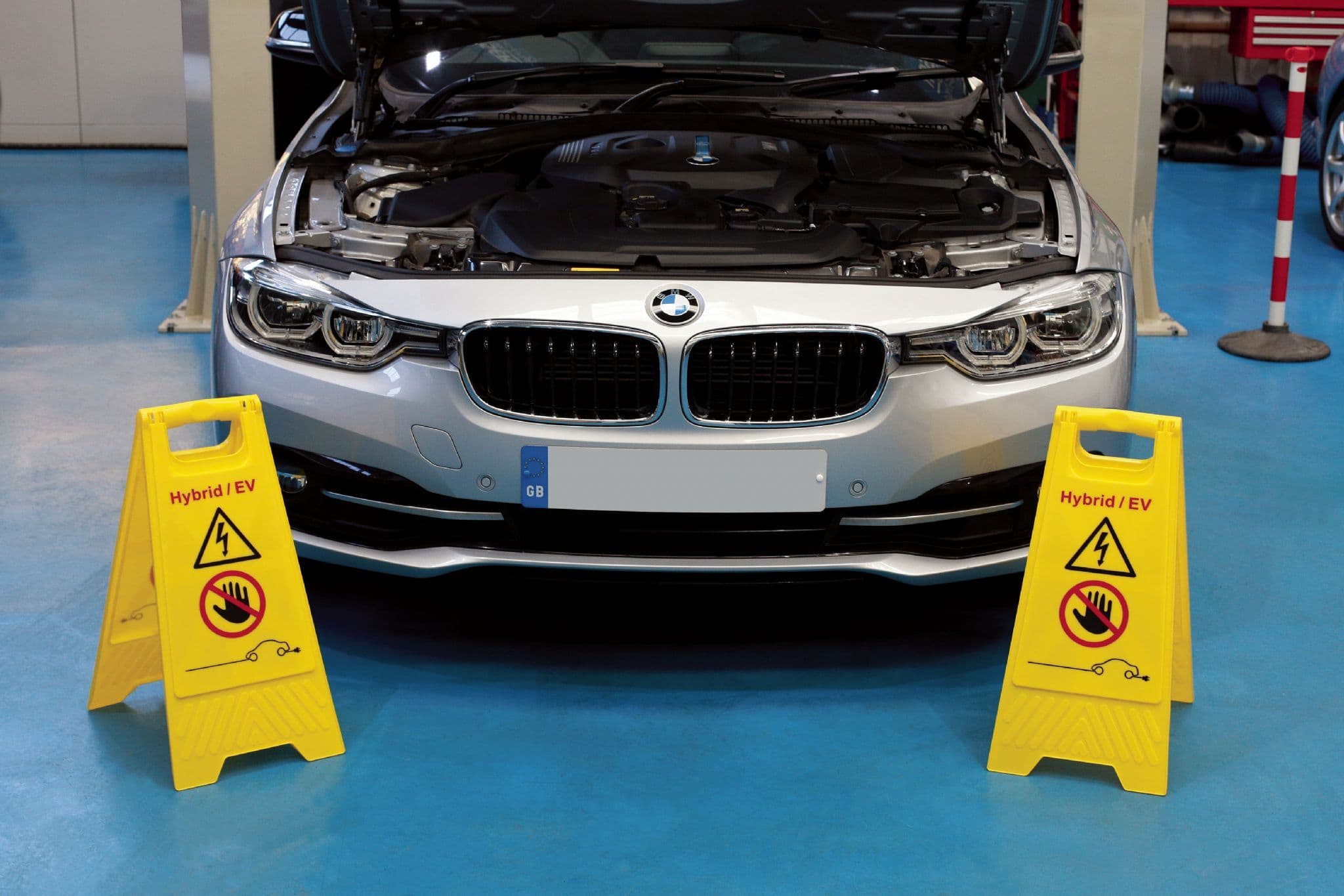 Laser Hybrid/EV Warnschilder Set - Sicherheit Für Werkstatt & Garage