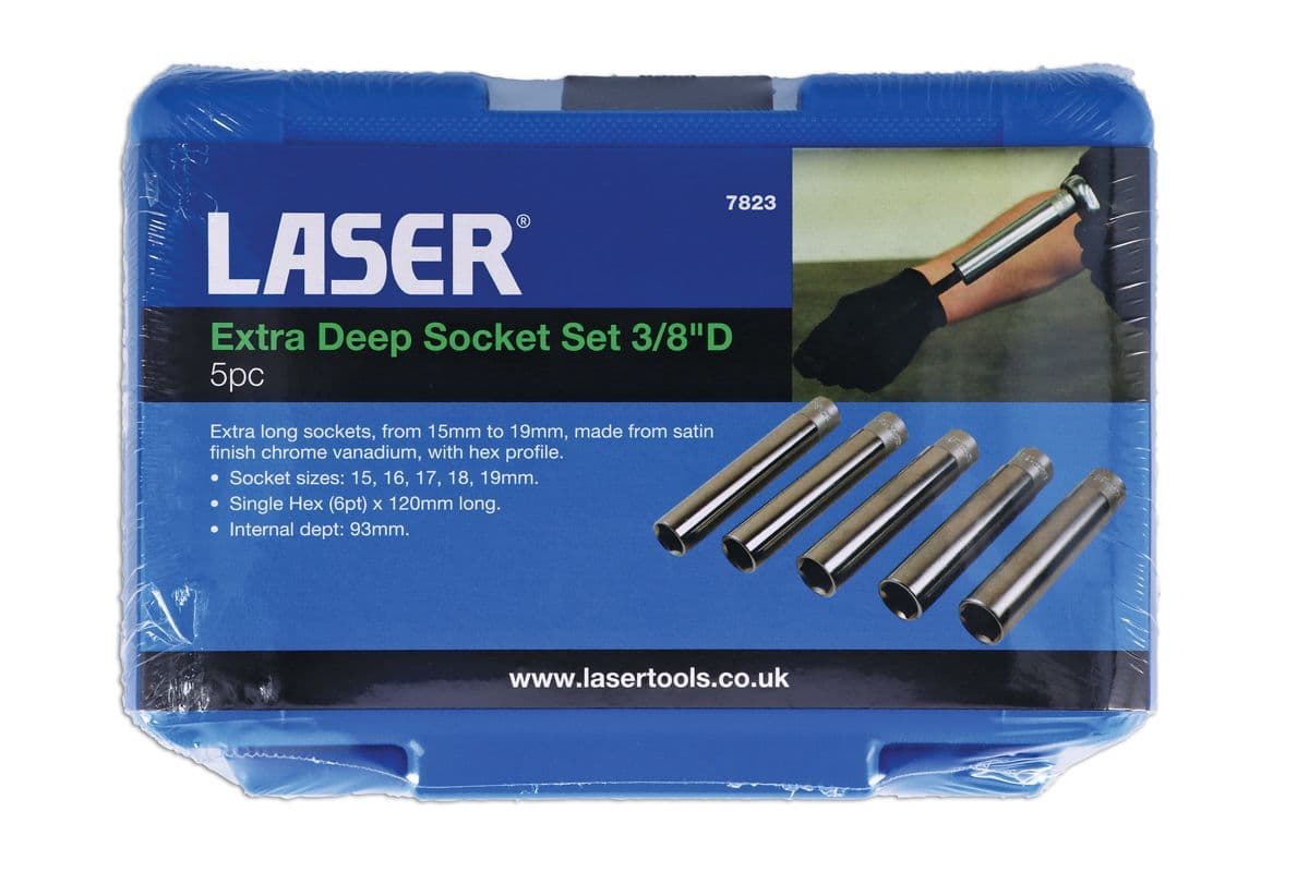Laser 3593 Set Di Bussole Alldrive 3/8" 18 Pezzi – Cricchetto Universale Per Dadi Metrici, Pollici, Spline E Stelle