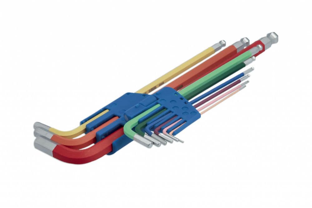 Laser 7869 9 Piece Colour Coded Ball End Hex Key Set