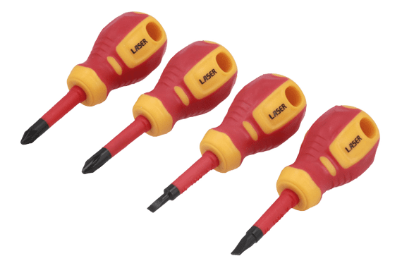 Laser 8491 Slim Stubby Insulated Screwdriver Set 4pc