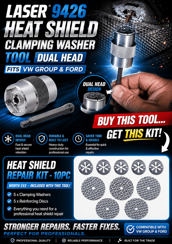 Laser Heat Shield Clamping Washer Tool With 10 Piece Heat Shield Repair Kit
