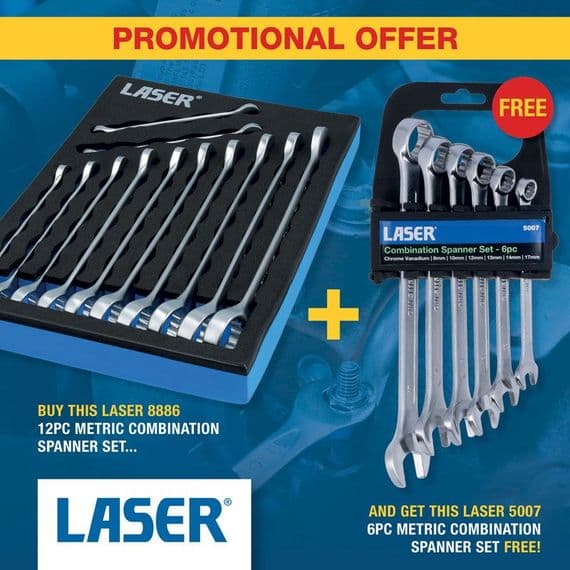 Laser Tools 8886/5007 Metric 18 Piece Combination Spanner Set