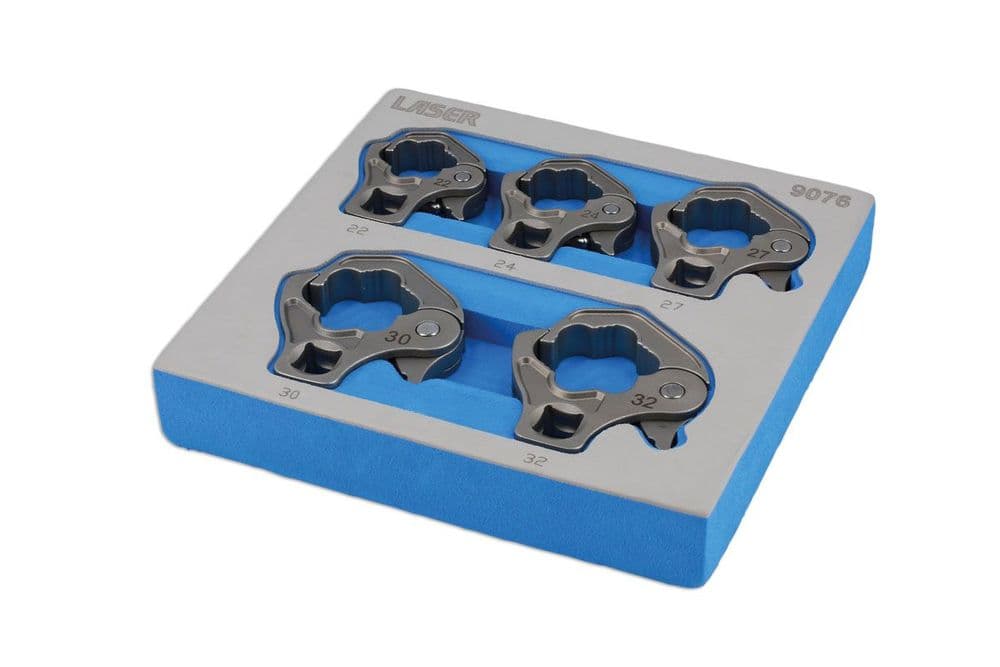 Laser 8874 Set De 6 Clés à Cliquet Crows Foot 10-19mm - Pour Conduites Frein Et Espaces Étroits