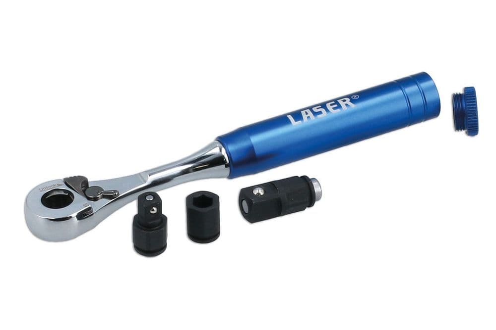 Laser Tools 9139 Mini Ratchet Spanner 3-in-1 Interchangeable Drives 1/4 ...