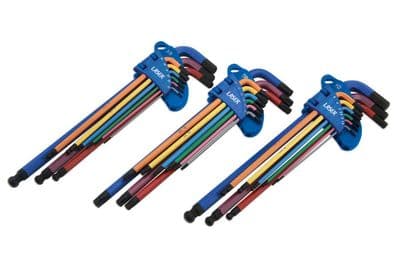 Laser Tools 9244 Extra Long Series Colour Coded Hex & Star Key Set - 27pc
