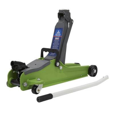 Sealey 1020LEHV Trolley Jack 2tonne Low Entry Short Chassis - Hi-Vis Green